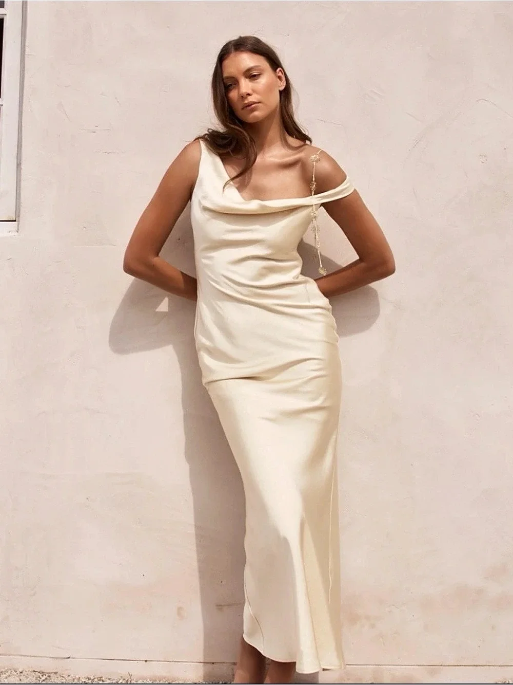 Wilfred Daisychain Satin Dress Cream Like New